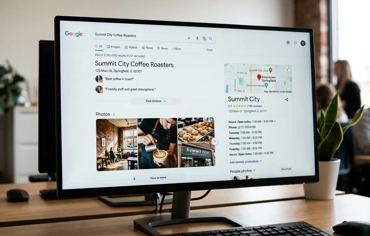 Optimized Google Business Profile on computer screen
